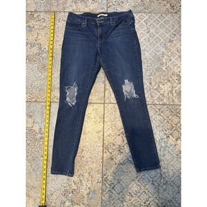 Levi's 711 Skinny Jeans Women's 31x30 Dark Wash Distressed Stretch Denim
